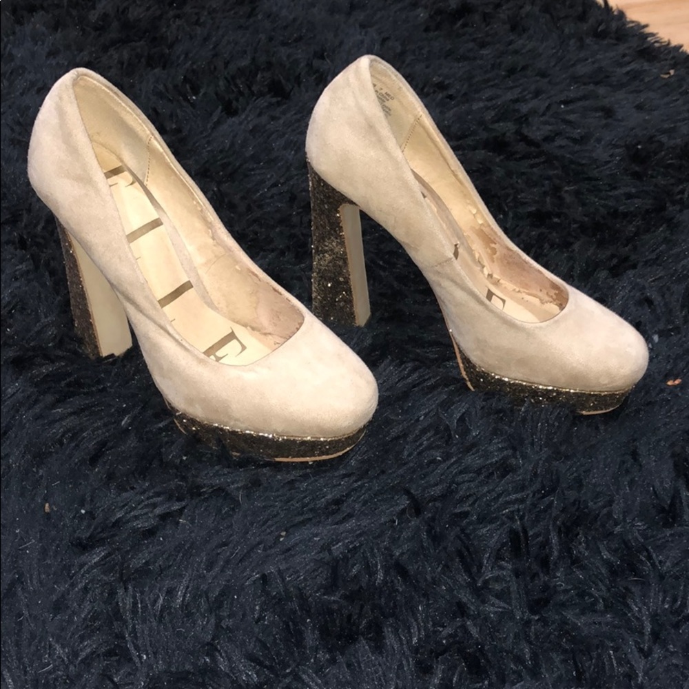 Elle Gold glitter suede heels